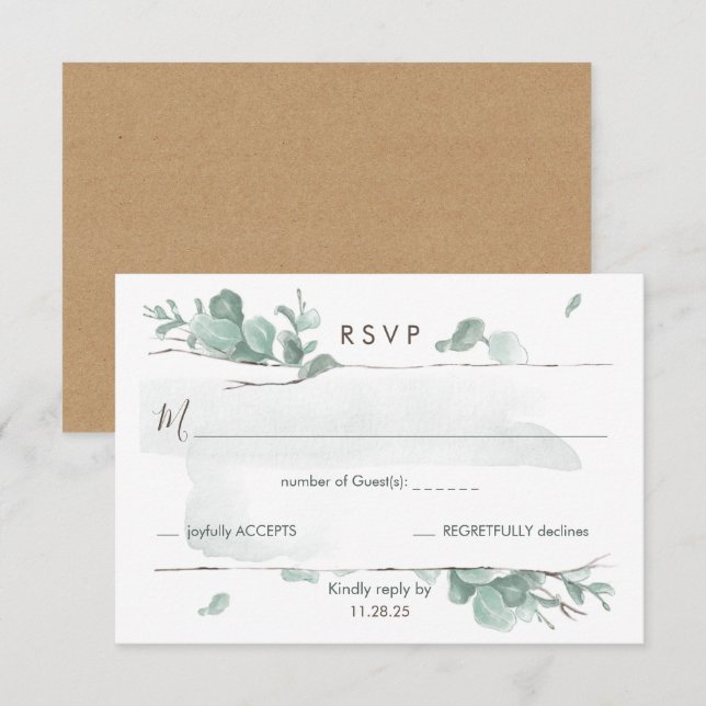 OSA kort för Rustik eukalyptus-hölje (Fram/baksida)