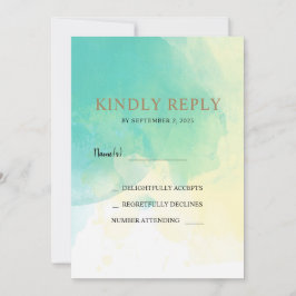 Osa-kort för Turcos guld-vattenfärgen  bröllop Inbjudningar