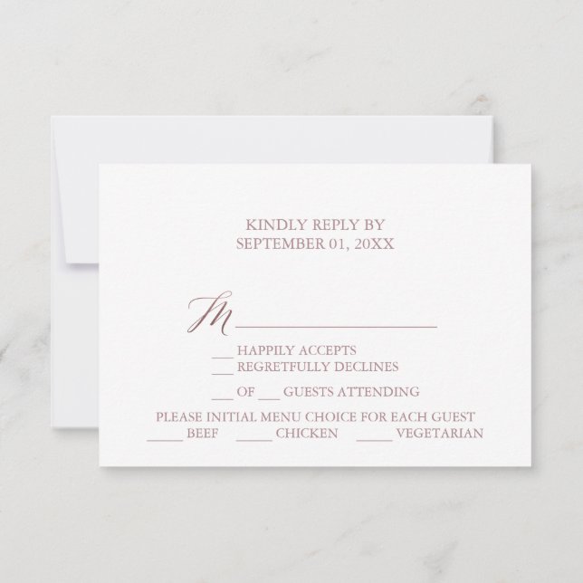 OSA kort för val av elegant-Ro Calligraphy-meny (Baksida)