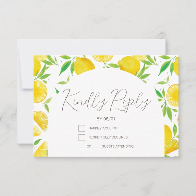OSA kort för vattenfärg Citrus Lemon Baby Shower (Framsida)