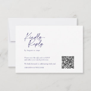 OSA kort för vit och marin QR-kod för elegant