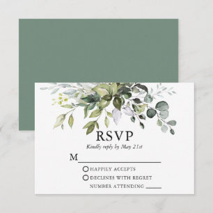 OSA kort för Watercolor Greenery Bröllop Sage Grön