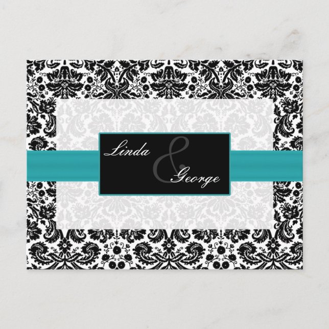 OSA kort från aqua damask Wedding (Framsida)