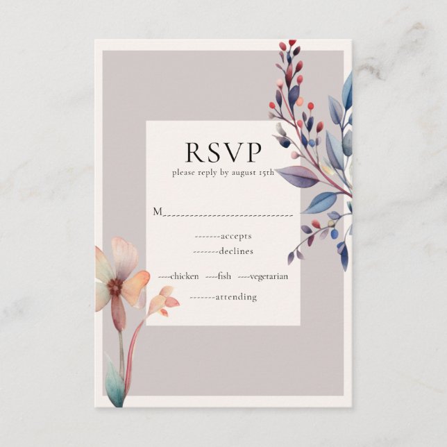 OSA kort Klassiskt vattenfärgsblått Löv (Framsida)