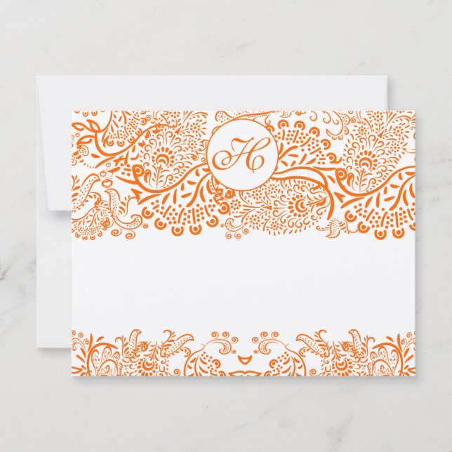OSA kort-Love birds Orange Coral Whimsical (Framsida)