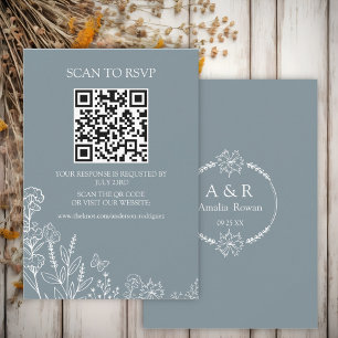 OSA kort Meadow Flowers Blue Grått Scan QR