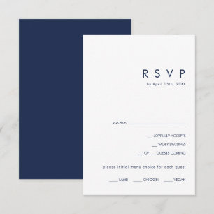 OSA kort Modern Minimalist Navy Blue Menu Choice