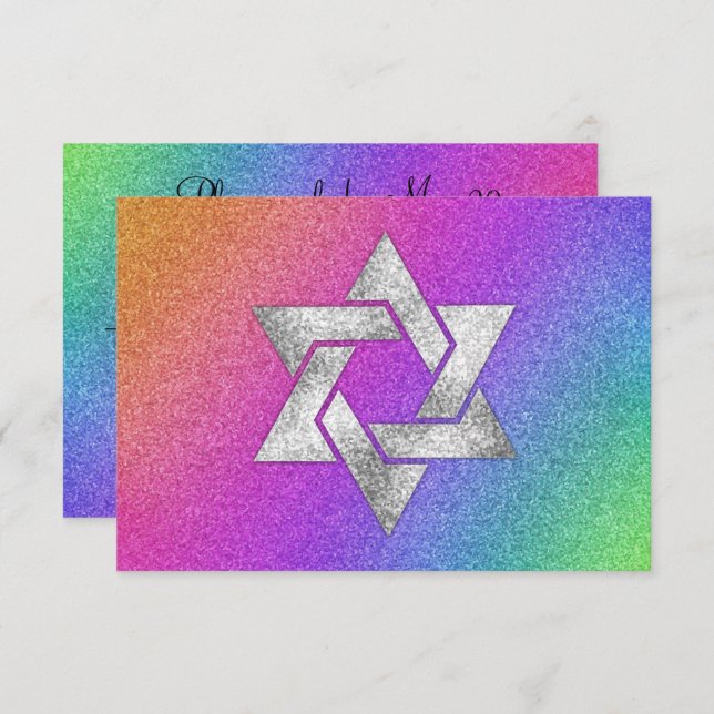 OSA kort Mycket färgad regnbåge med Silver Star (Fram/baksida)