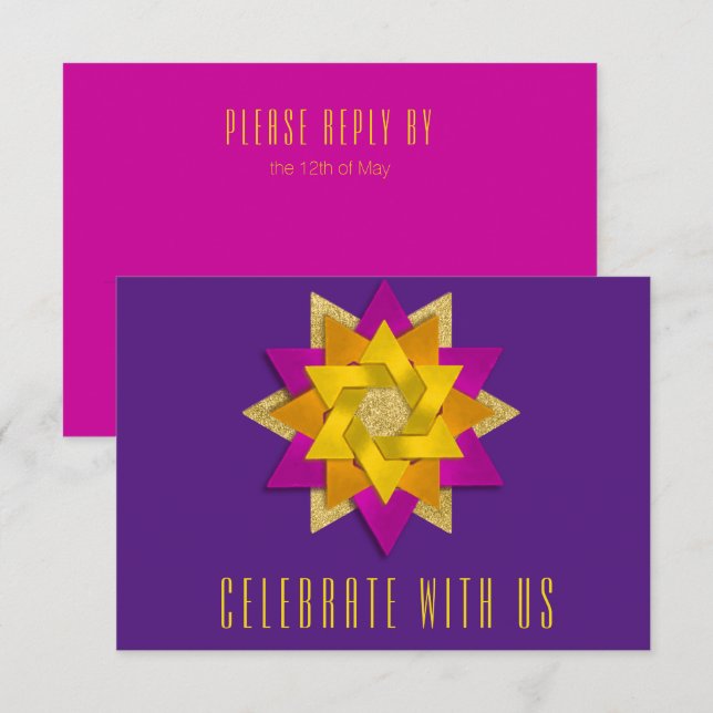 OSA kort Rosa Orange Gult Star Flower Lila (Fram/baksida)