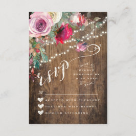 OSA KORT | Rustic Blommigt String Ljus Bröllop