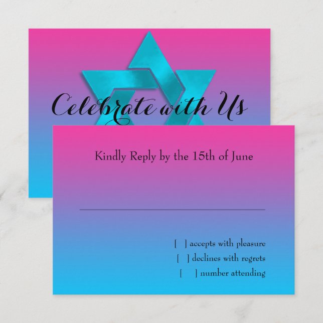 OSA kort Turkos till Rosa Ombre med Star (Fram/baksida)