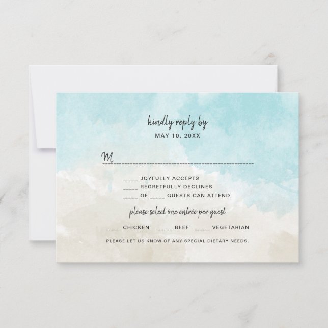 OSA kort Watercolor Beach Wedding (Framsida)