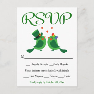OSA Lovebird Grönt & White Bröllopsfest Card Inbjudan Vykort