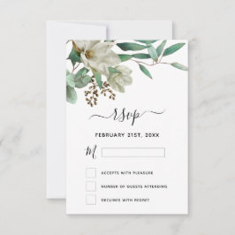 OSA Magnolia Eucalyptus Watercolor Elegant Inbjudningar