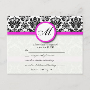 OSA med Black and Shock rosa Damask Monogram Kort