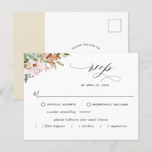 OSA med eller utan Måltider, Earthy Blooms Beige B Vykort