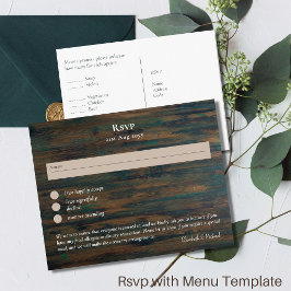 OSA med Menu Template Rustic Wood Woodland Vykort