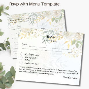 OSA med Menu Template Vit ros Greenery Vykort