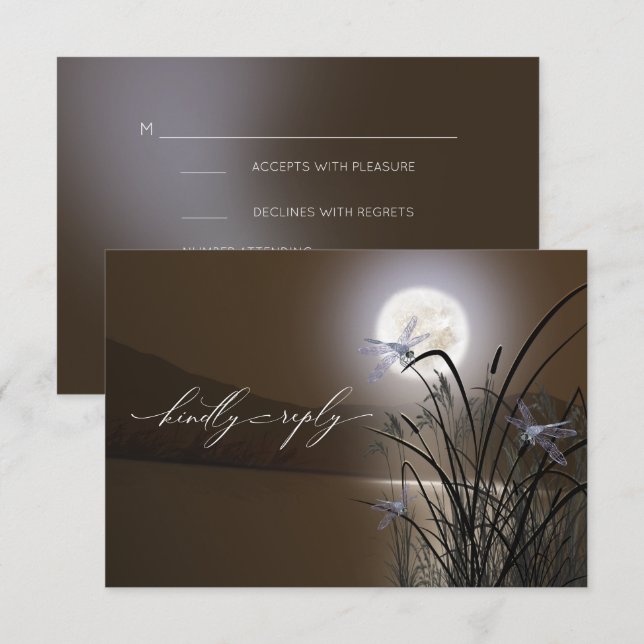 OSA Menu Soft Mocha Full Moon Dragonfly Pond Kort (Fram/baksida)