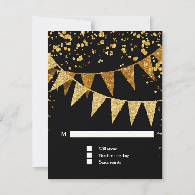 OSA Modern Pennant Banner w Glitter Confetti Kort (Framsida)