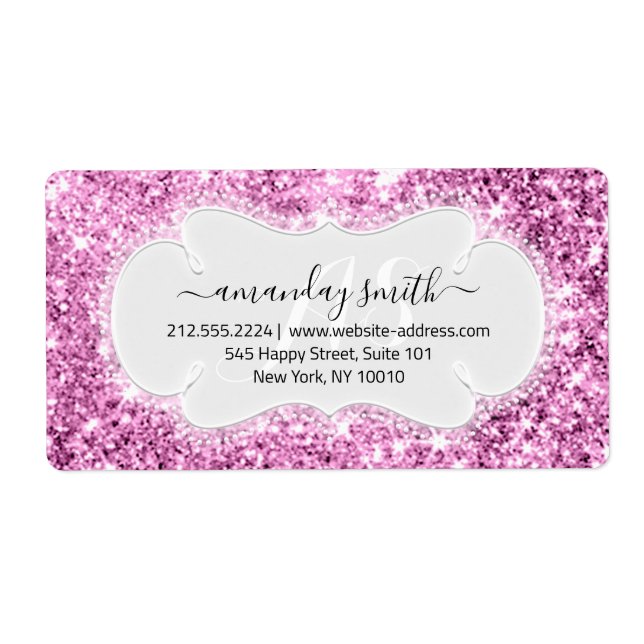 OSA Möhippa Sweet Monogram Bröllop Rosa Glitter Fraktsedel (Framsidan)