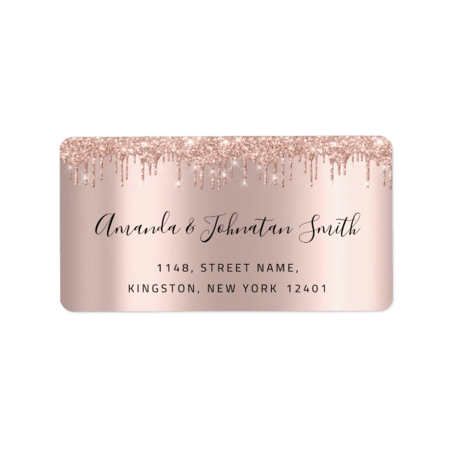 OSA New Bröllop Adress Drives Ro Glitter Spark Adressetikett (Framsidan)