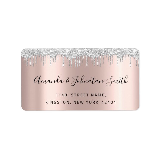 OSA New Bröllop Adress Silver Grått Drives Ro Adressetikett (Framsidan)