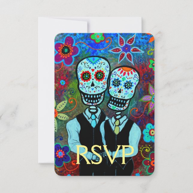 OSA Novios Dia de los Muertos Bröllop Kort (Framsida)