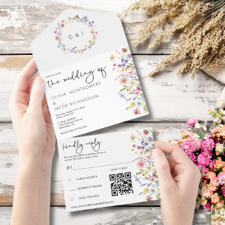 Osa och QR-kod för Rustic Wildblomme Garden Weddin