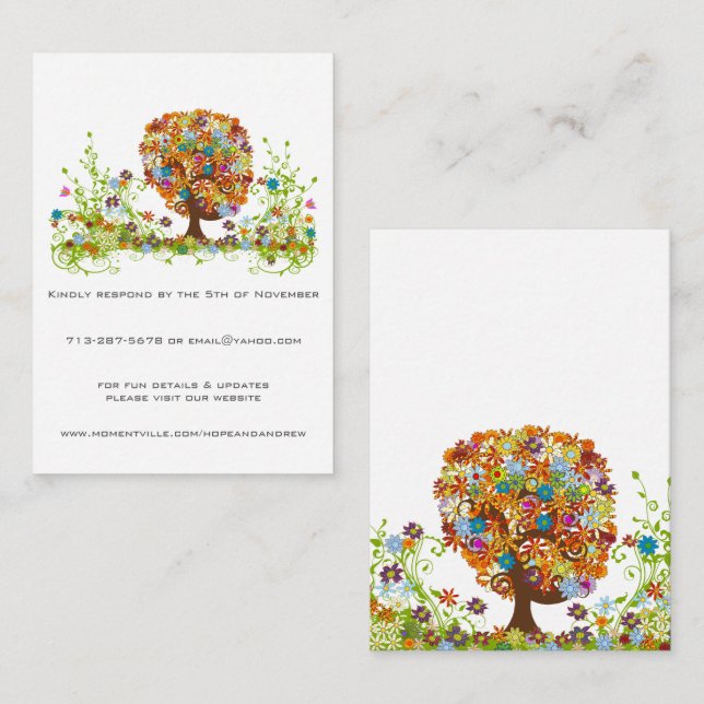 Osa och webbplatskort för svar på Kärlek Träd Tilläggskort (Fram/baksida)