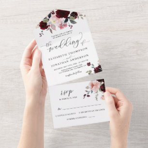 Osa om Burgundy Bordo Blommigt Bröllop