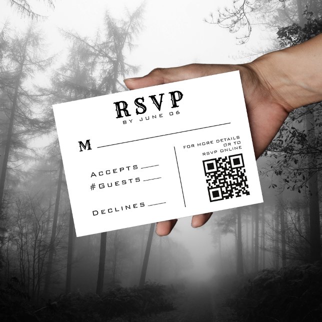Osa om enkel vit och svart QR-kod för Bröllop (Simple Retro White & Black QR Code Wedding RSVP
)