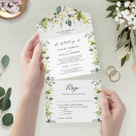 Osa om Greenery White Guld Blommigt Bröllop