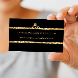 Osa om Svarta och Guld Glitter Monogram Bröllop Tilläggskort