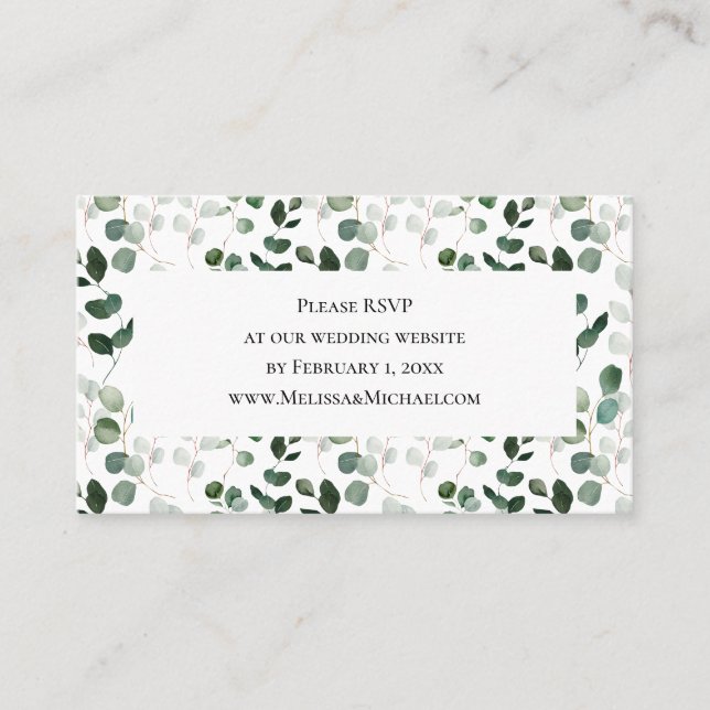 Osa på Botanias Grey Bröllop webbplats Visitkort (Framsida)