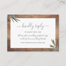 Osa på Botaniskt vattenfärga Wood Bröllop Webbplat Tilläggskort