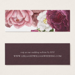 Osa på den vackra Blommigten Burgundy Bröllop webb Litet Visitkort