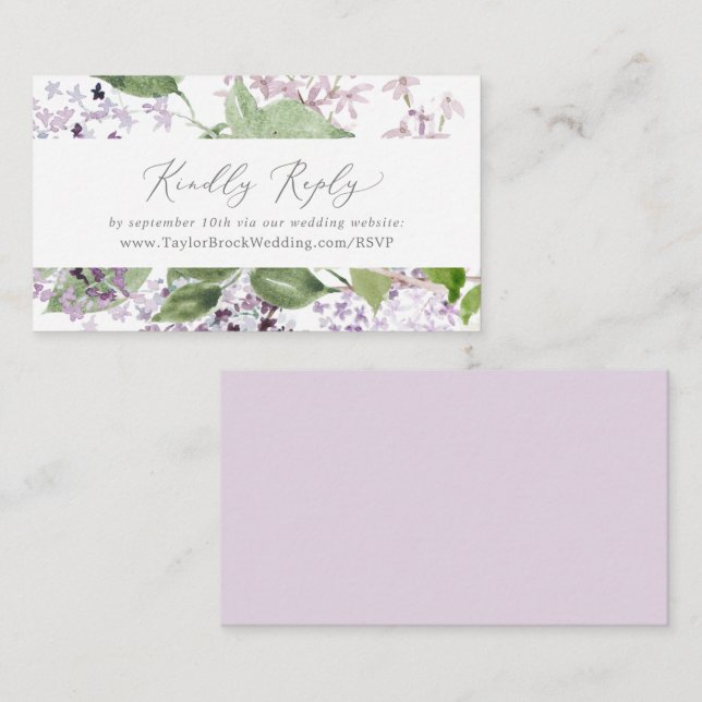 Osa på webbplatsen Rustic Lilac Bröllop Tilläggskort (Fram/baksida)