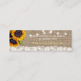 Osa på webbplatsen Rustip burlap sunblommor bröllo Mini Visitkort