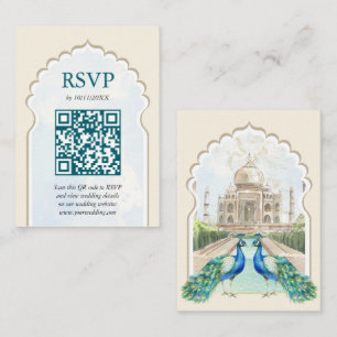 OSA Peacock Taj Mahal Indian Bröllop QR-kod Tilläggskort