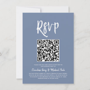 OSA per QR-kod   Pigeon Blue Script Stil OSA Inbjudningar