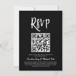 OSA per QR-kod | Solid Black Script Stil OSA in Inbjudningar
