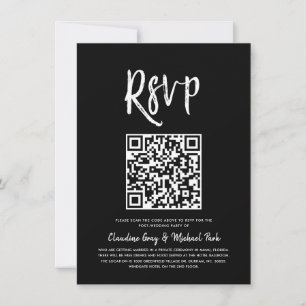 OSA per QR-kod   Solid Black Script Stil OSA in Inbjudningar