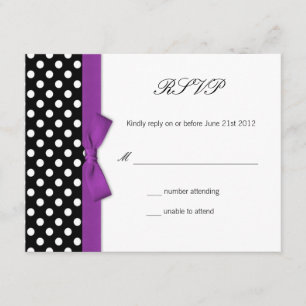 OSA - Polka Dot Lila Bow Bröllop Responskort Card Kort
