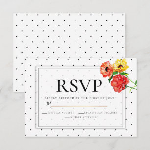 OSA Polka dots- och vattenfärgsblommor Inbjudningar