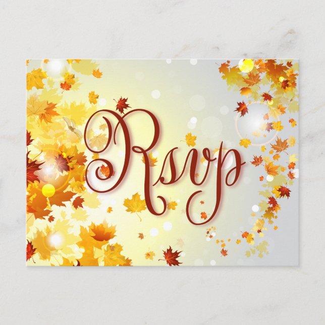 Osa Postcard Höst löv i färglös blomma Inbjudan Vykort (Framsida)