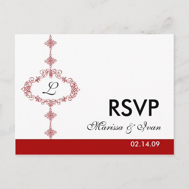 OSA-postkort, Monogram Inbjudan Vykort (Framsida)