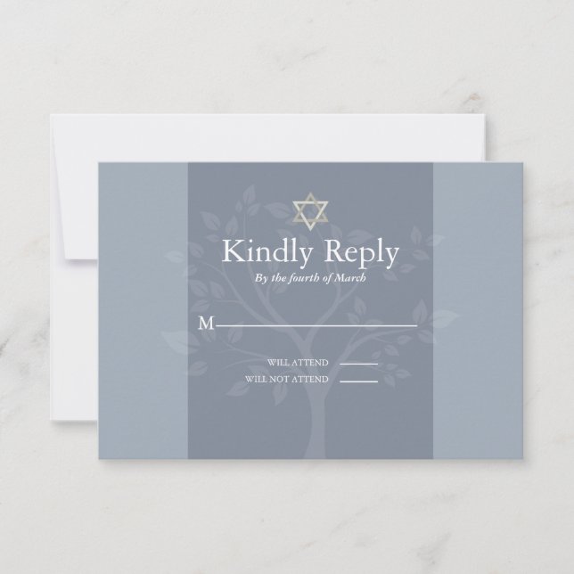 OSA Pub Mitzvah Dusty Blue Livets träd Kort (Framsida)