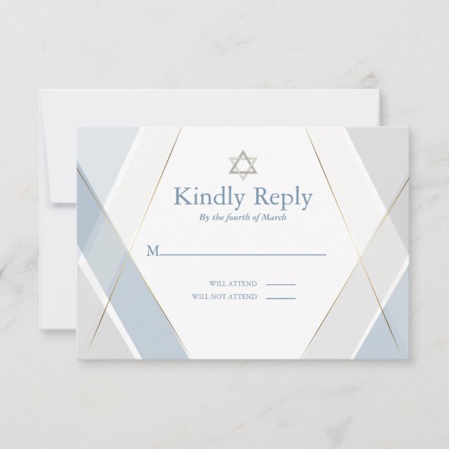 OSA Pub Mitzvah Modern Geometric Blue Grått Kort (Framsida)