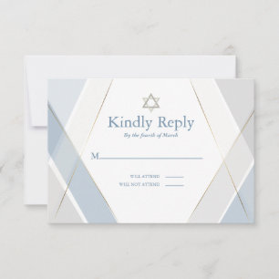 OSA Pub Mitzvah Modern Geometric Blue Grått Kort